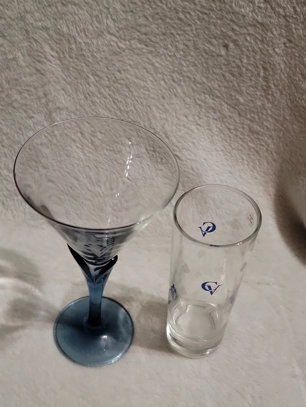 Luigi Bormioli Courvoisier martini glass and Courvoisier cognac Shot Glass